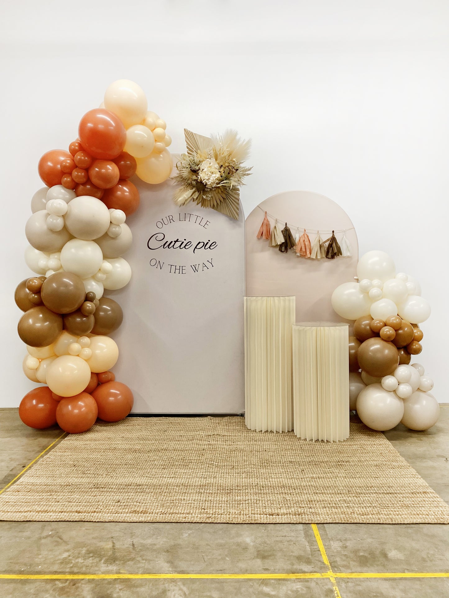 Cutie Pie Is On The Way DIY Balloon Arch Garland Kit | Muted Boho Beige Blush Burnt Orange Neutral | Fall Baby Shower Party Balloon Decor