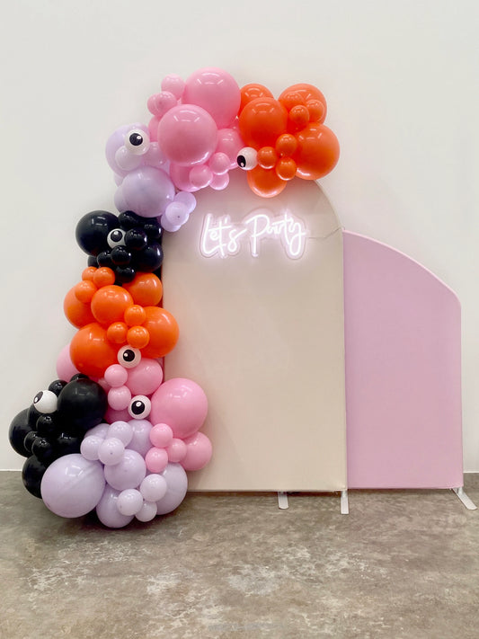 Hey Boo DIY Balloon Arch Garland Kit | Pastel Pink Purple Orange Black Print | Halloween Kids Birthday Bridal Shower Baby Shower Party Decor