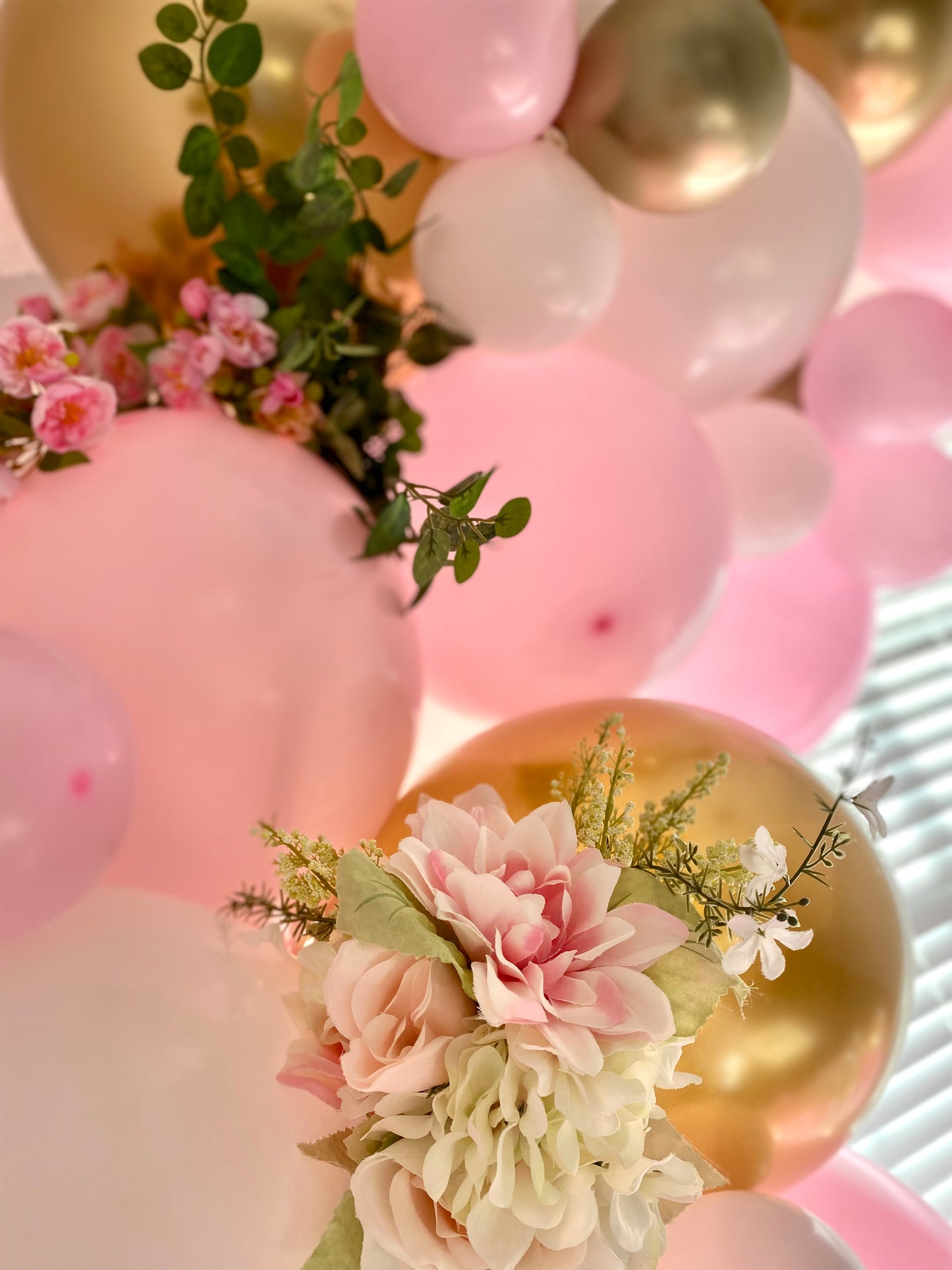 Baby Girl DIY Balloon Arch Garland Kit | Pastel Light Pink Pink White Chrome Gold | Kids Birthday Bridal Shower Baby Shower Party Decor