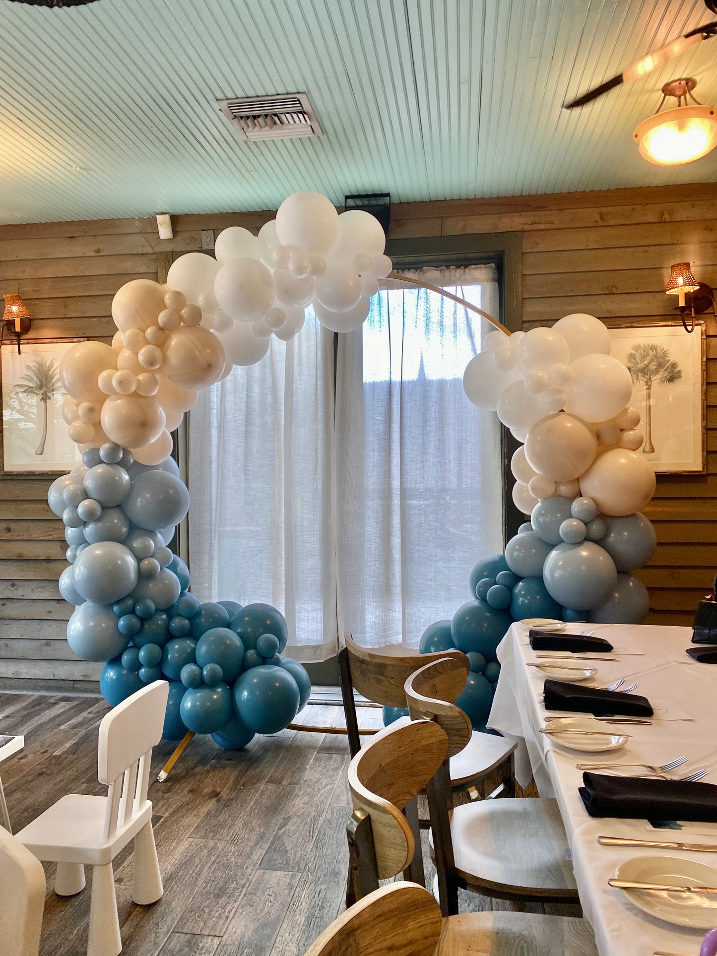 Oh Bouy DIY Balloon Arch Garland Kit | Muted Pastel Blue Beige White | Neutral Rustic Ocean Themed Boy Baby Shower Party Balloon Decorations