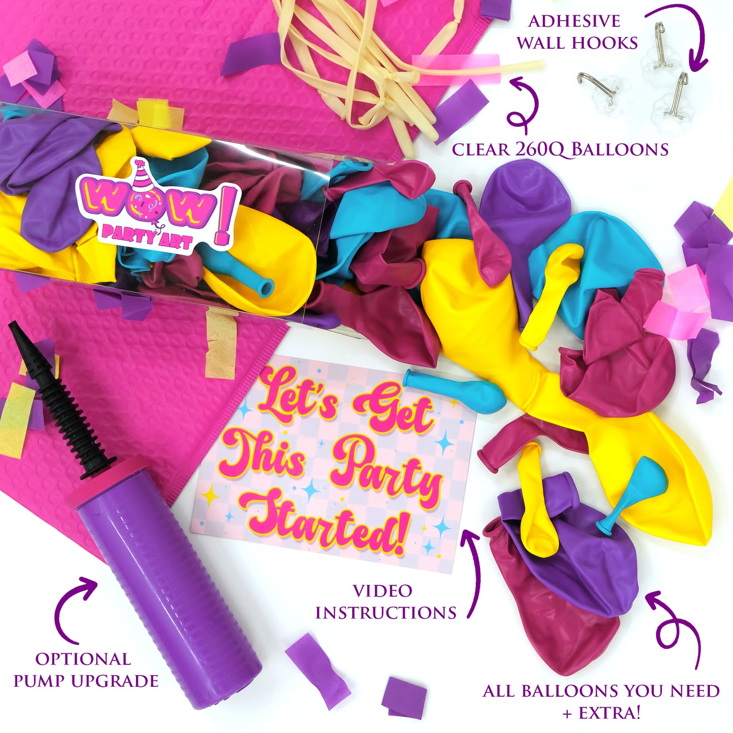 Sunday Funday DIY Balloon Arch Garland Kit | Hot Pink Aqua Orange Yellow | Tropical Hawaiian Summer Baby Shower Birthday Party Balloon Decor