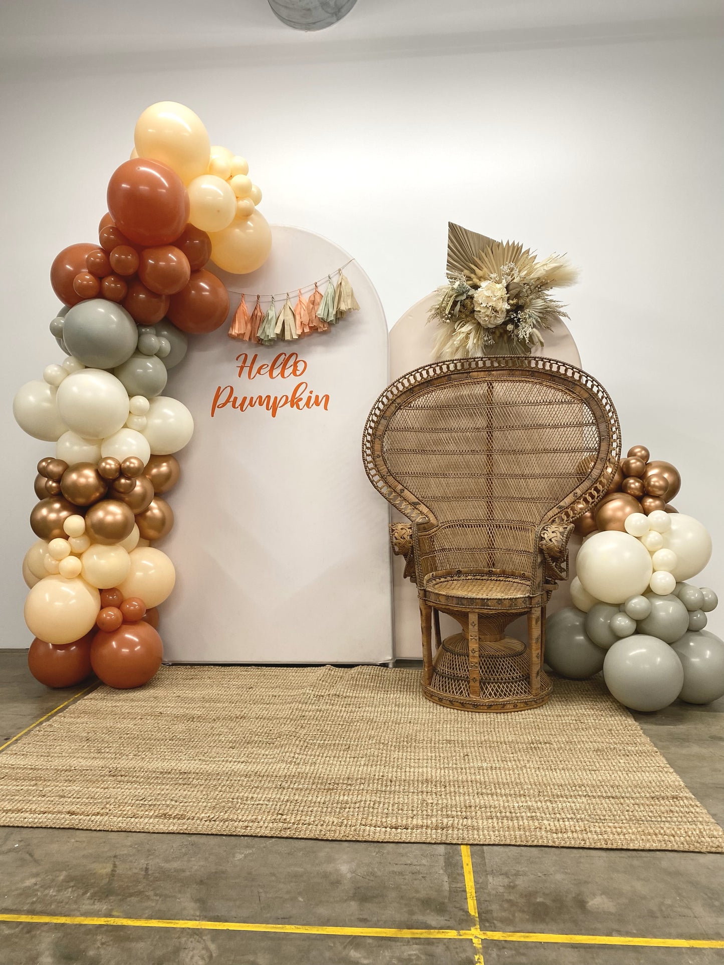 Hello Pumpkin DIY Balloon Arch Garland Kit | Muted Boho Beige Blush Burnt Orange Neutral | Fall Baby Shower Party Balloon Decor