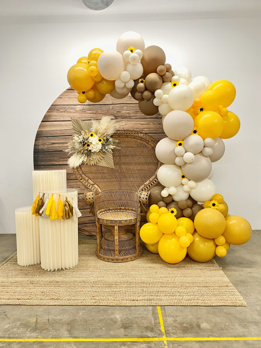 Honey Bee DIY Balloon Arch Garland Kit | Neutral Latte Mustard Mocha | Sweet Honey Bee Kids Birthday Baby Shower Party Decorations