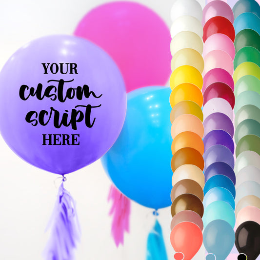 Personalized Birthday Jumbo Balloon + Tassels | Giant 3 Foot (30-36”) Balloons | Pink Blue Purple Red Any Color Custom Lettering Name Date