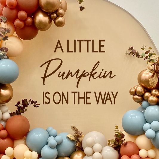 Little Pumpkin Is On The Way Backdrop Sign, Baby Shower Party Decal for Party Balloon Arch, Vinyl Party Decal, Party Sticker Sign Lettering