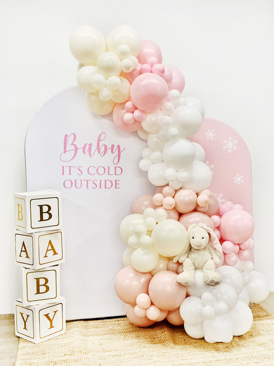 Baby It's Cold Outside DIY Balloon Arch Garland Kit | Pink White Blush Pearl | Pink Christmas Kids Birthday Winter Baby Shower Party Decorations