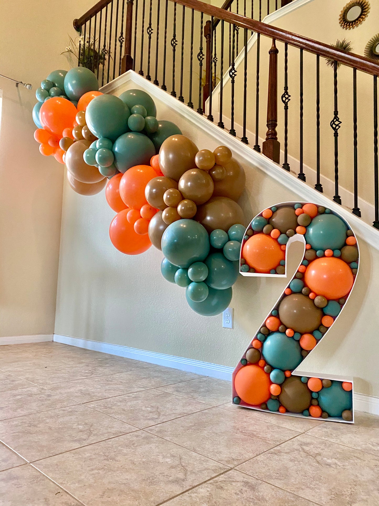 Cool Beans DIY Balloon Arch Garland Kit | Mocha Orange Muted Green Sage Willow | Boys Dinosaur Kids Birthday Party Balloon Decorations