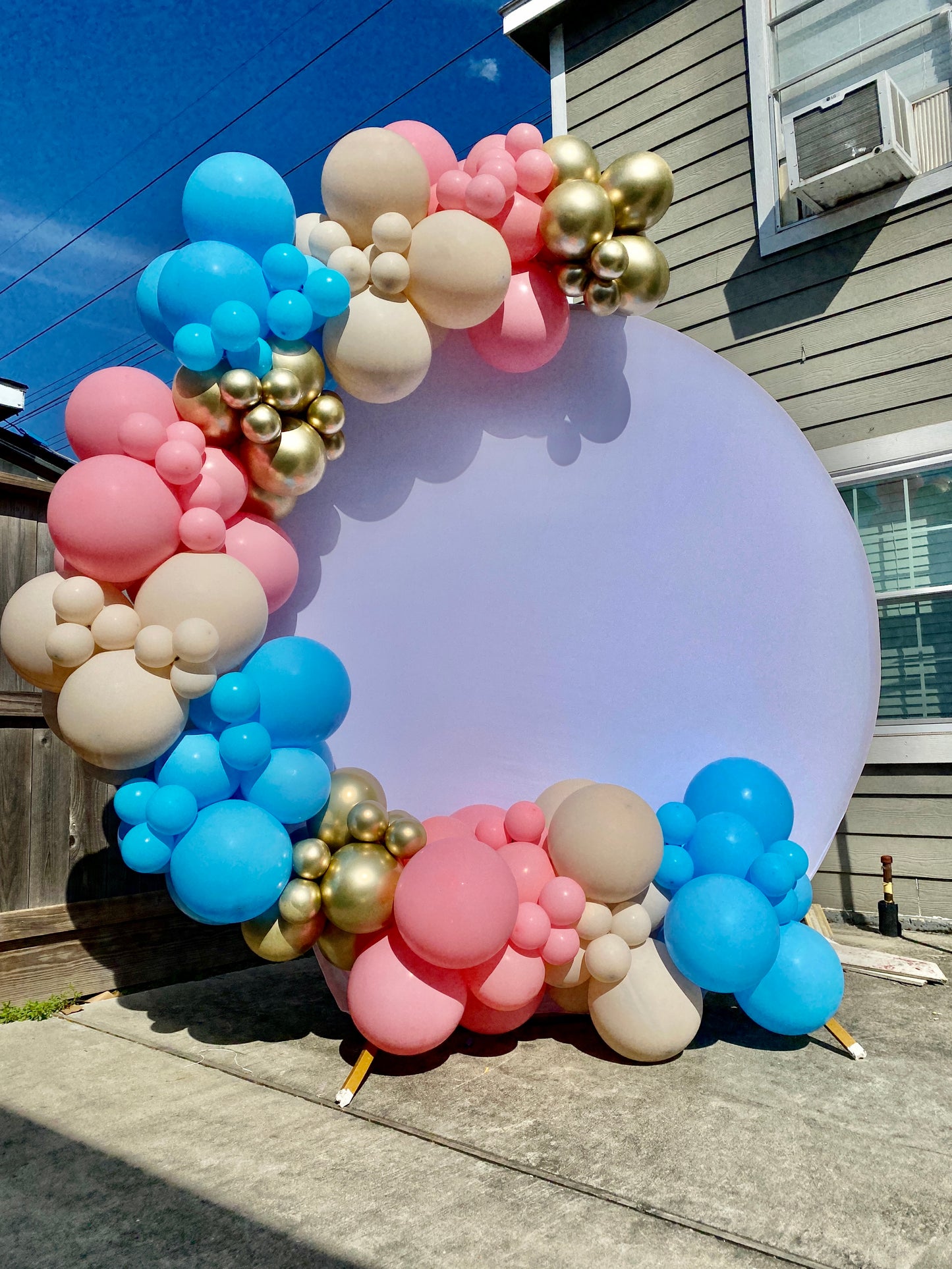 Oh Baby DIY Balloon Arch Garland Kit | Pink Blue Beige Chrome Gold | Classic Neutral Gender Reveal Baby Shower Party Balloon Decorations