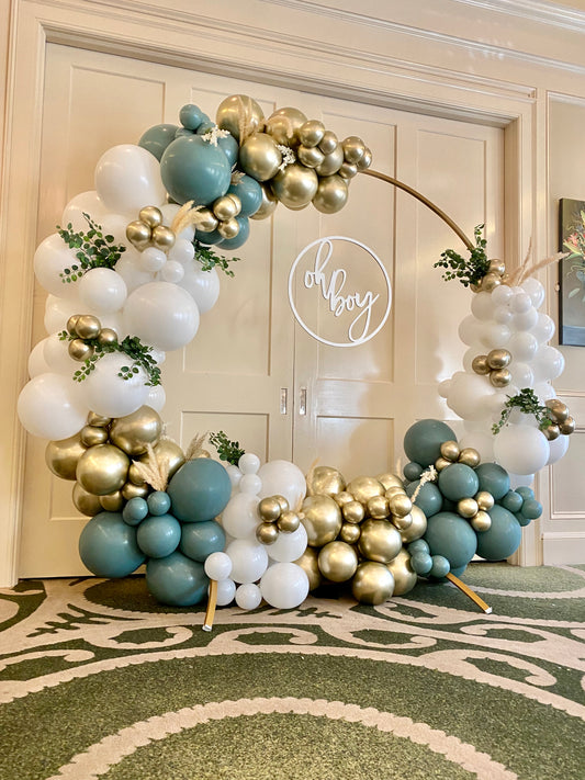 Party Thyme DIY Balloon Arch Garland Kit | Eucalyptus Willow Sage White Chrome Gold| Neutral Organic Baby Shower Party Balloon Decorations
