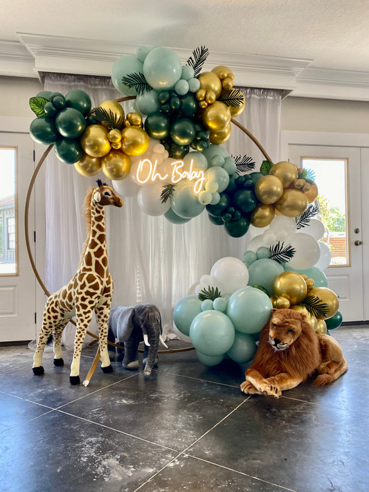 Into The Wild DIY Balloon Arch Garland Kit | Muted Green Gold White | Wild Safari Jungle Theme Baby Shower Kids Birthday Party Balloon Decor