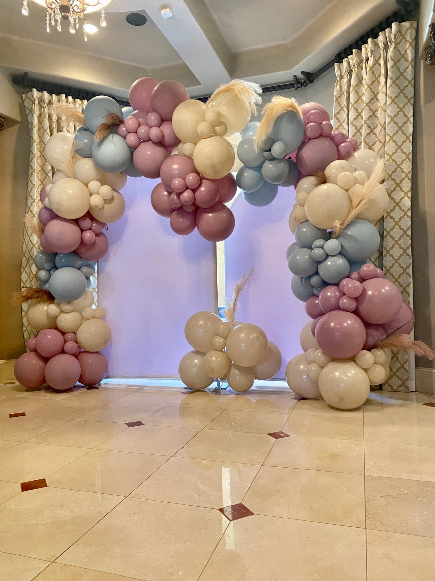 Boho Baby DIY Balloon Arch Garland Kit | Muted Blue And Pink Beige Tan Blush Balloons| Gender Reveal Baby Shower Party Balloon Decorations