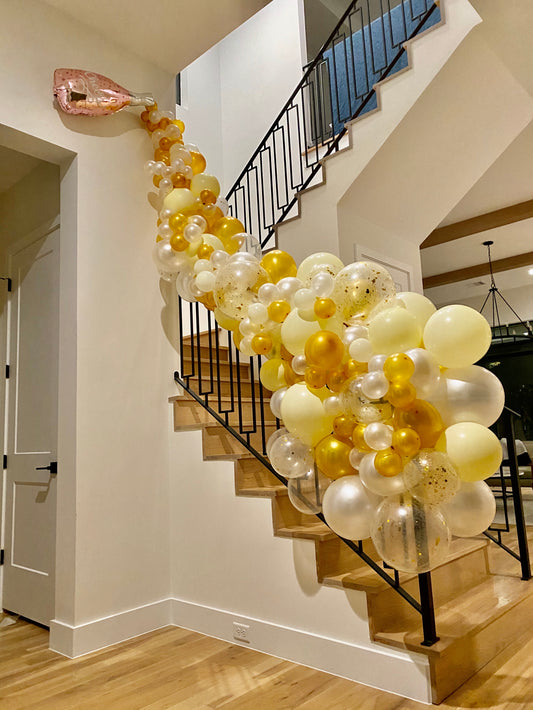 Pop The Bubbly DIY Balloon Arch Garland Kit | Clear Ivory Gold Pearl | Champagne Bachelorette Bridal Shower Birthday Party Balloon Decor